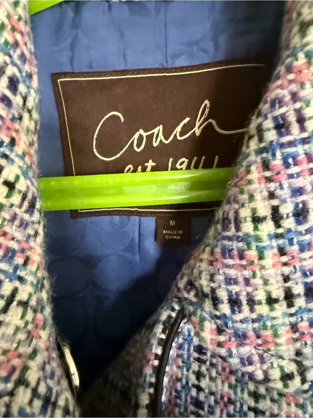 Coach Women's Multicolor Tweed Double-Breasted Peacoat - Picture 2 of 5